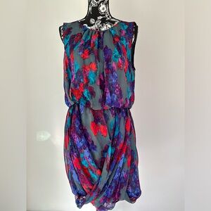 Tibi gray/red/purple print summer dress